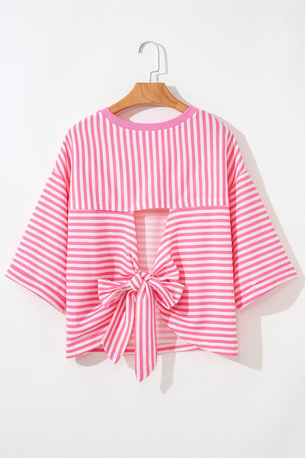 Red Striped Bowknot Backless T-Shirt - MAD RUFFI
