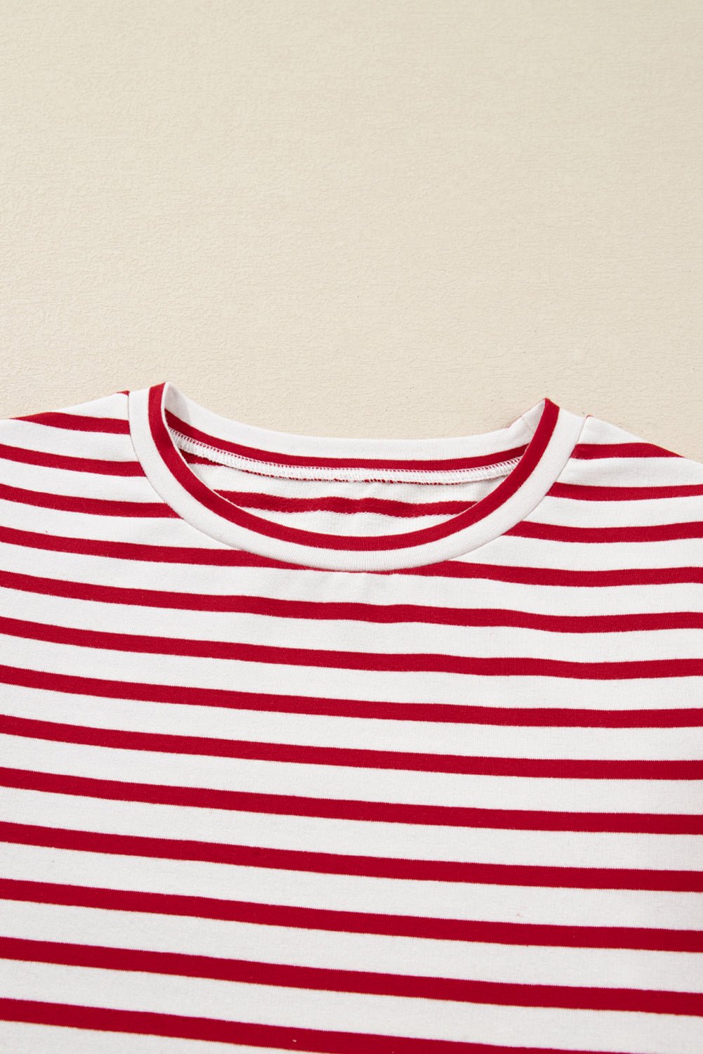 Red Striped Ruffle Shoulder Long Sleeve Top - MAD RUFFI