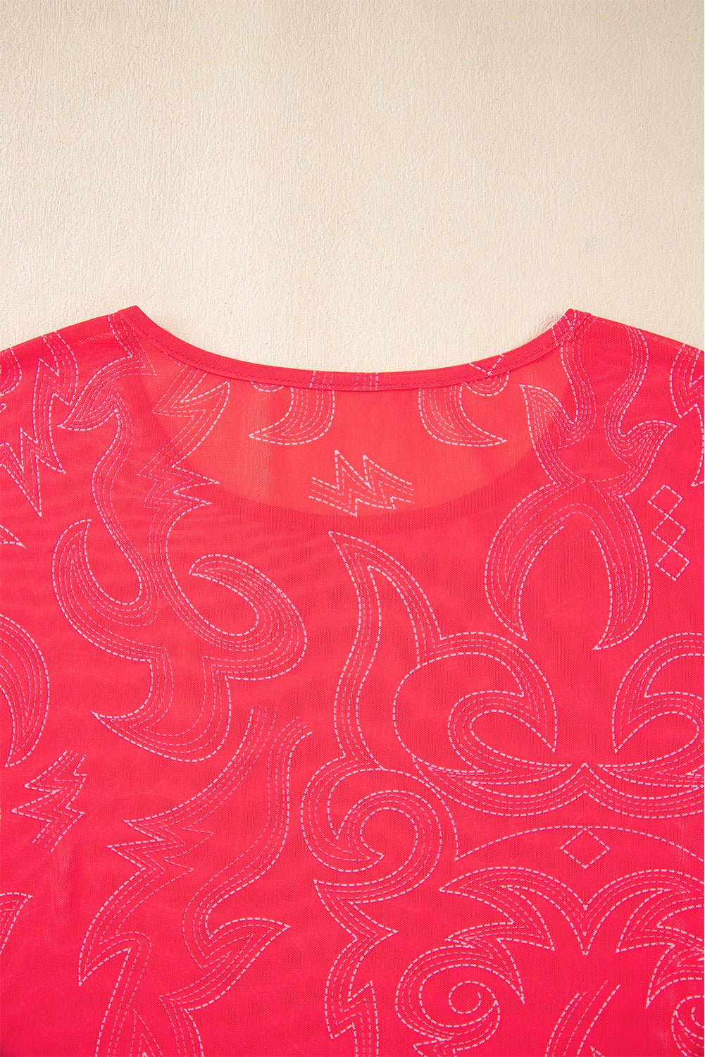 Red Western Casual Mesh T Shirt - MAD RUFFI