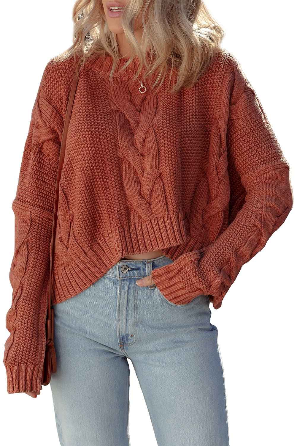 Redwood Burl Chunky Fit Slouchy Textured Knit Sweater - MAD RUFFI