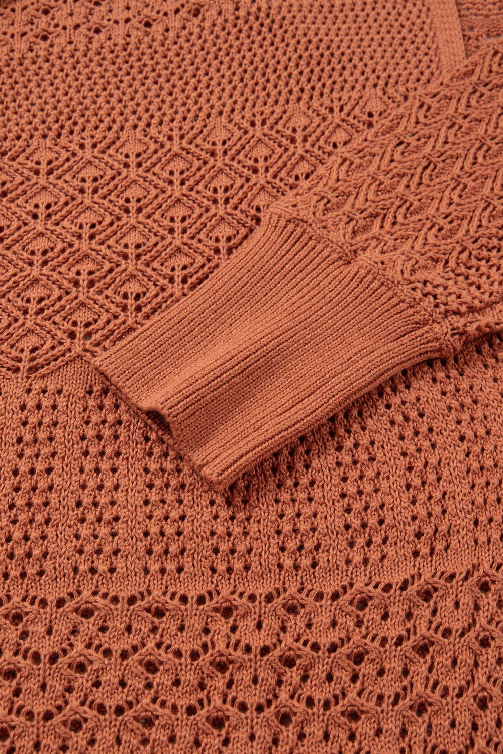 Redwood Burl Mixed Pattern Knitted Open Front Plus Size Cardigan - MAD RUFFI