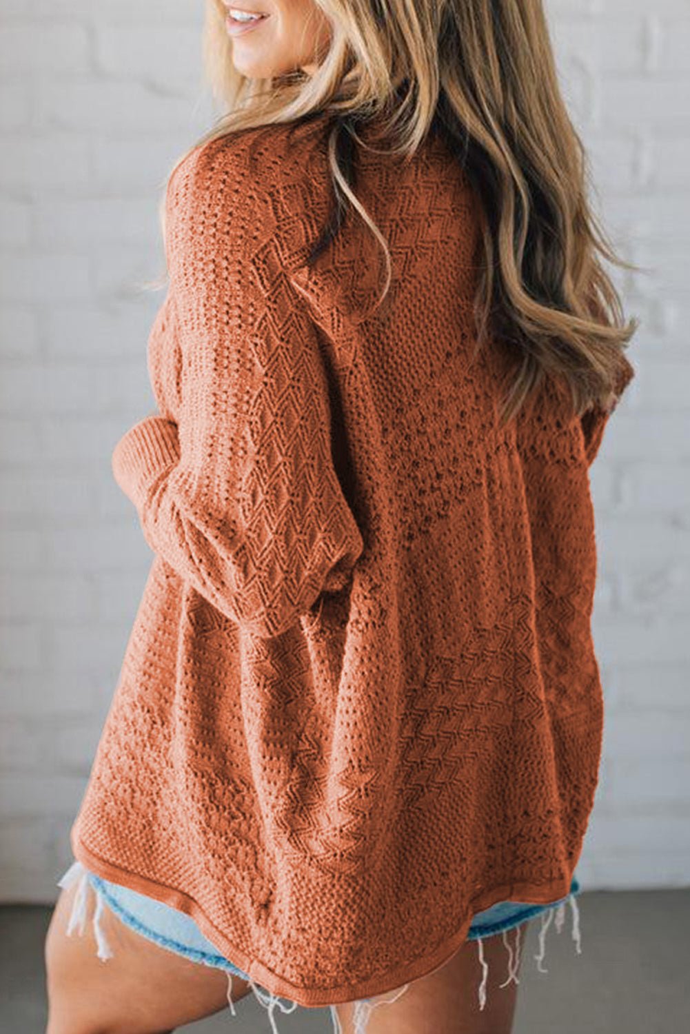 Redwood Burl Mixed Pattern Knitted Open Front Plus Size Cardigan - MAD RUFFI