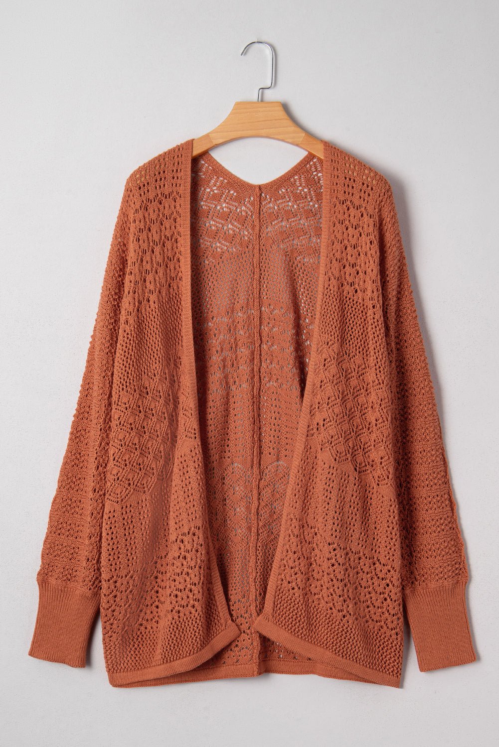 Redwood Burl Mixed Pattern Knitted Open Front Plus Size Cardigan - MAD RUFFI