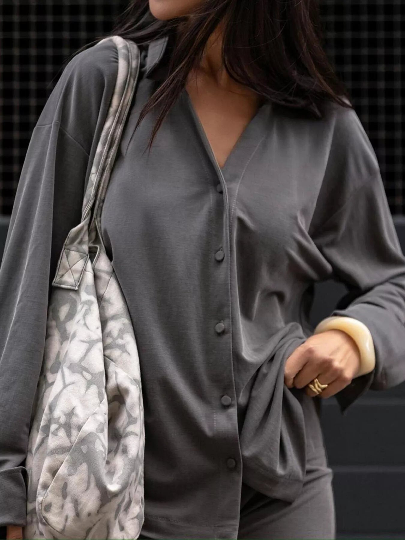 Relaxed Fit Button - Down Top and Pants Set - MAD RUFFI