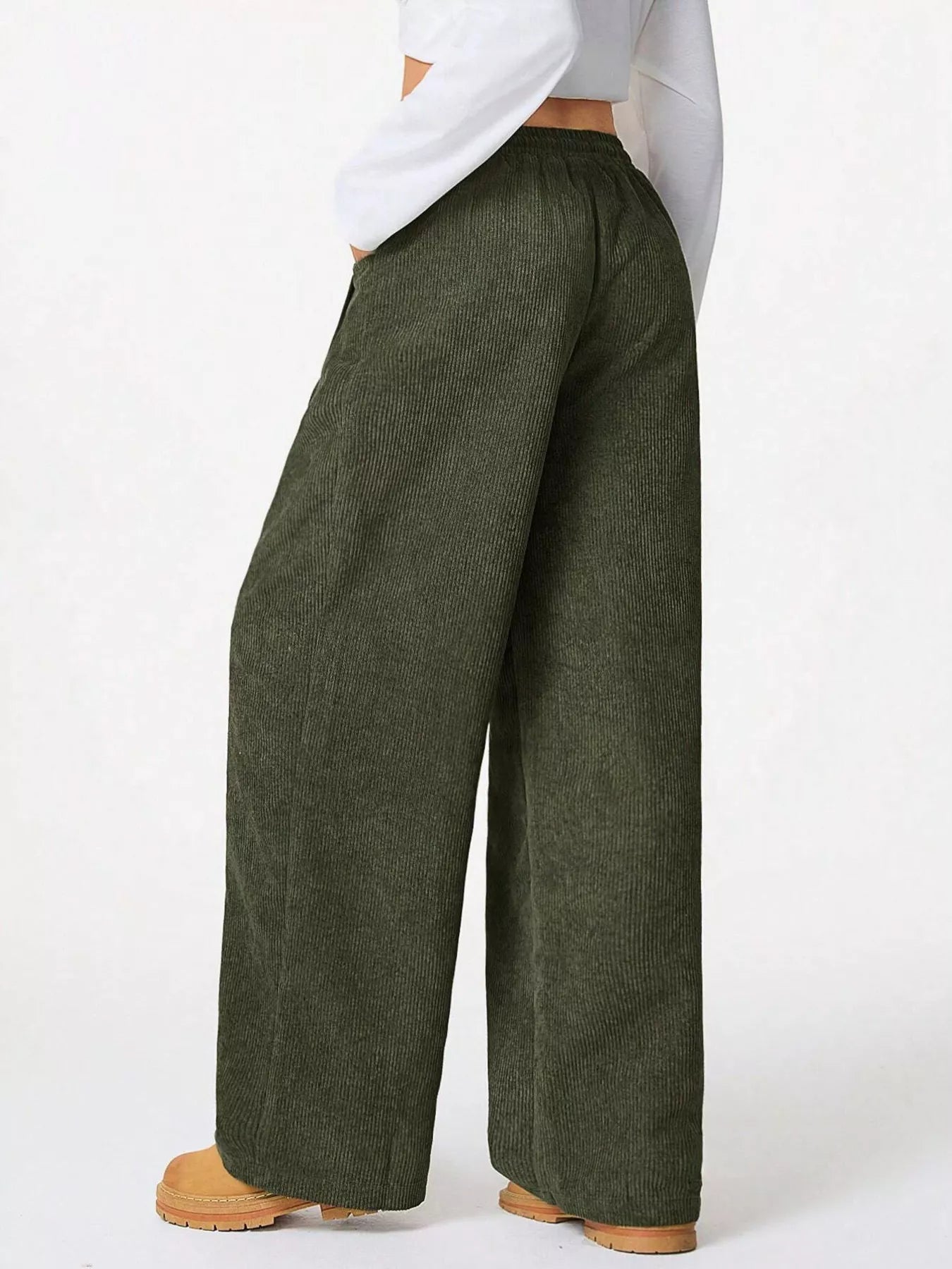Relaxed Fit Corduroy Pants with Drawstring - MAD RUFFI