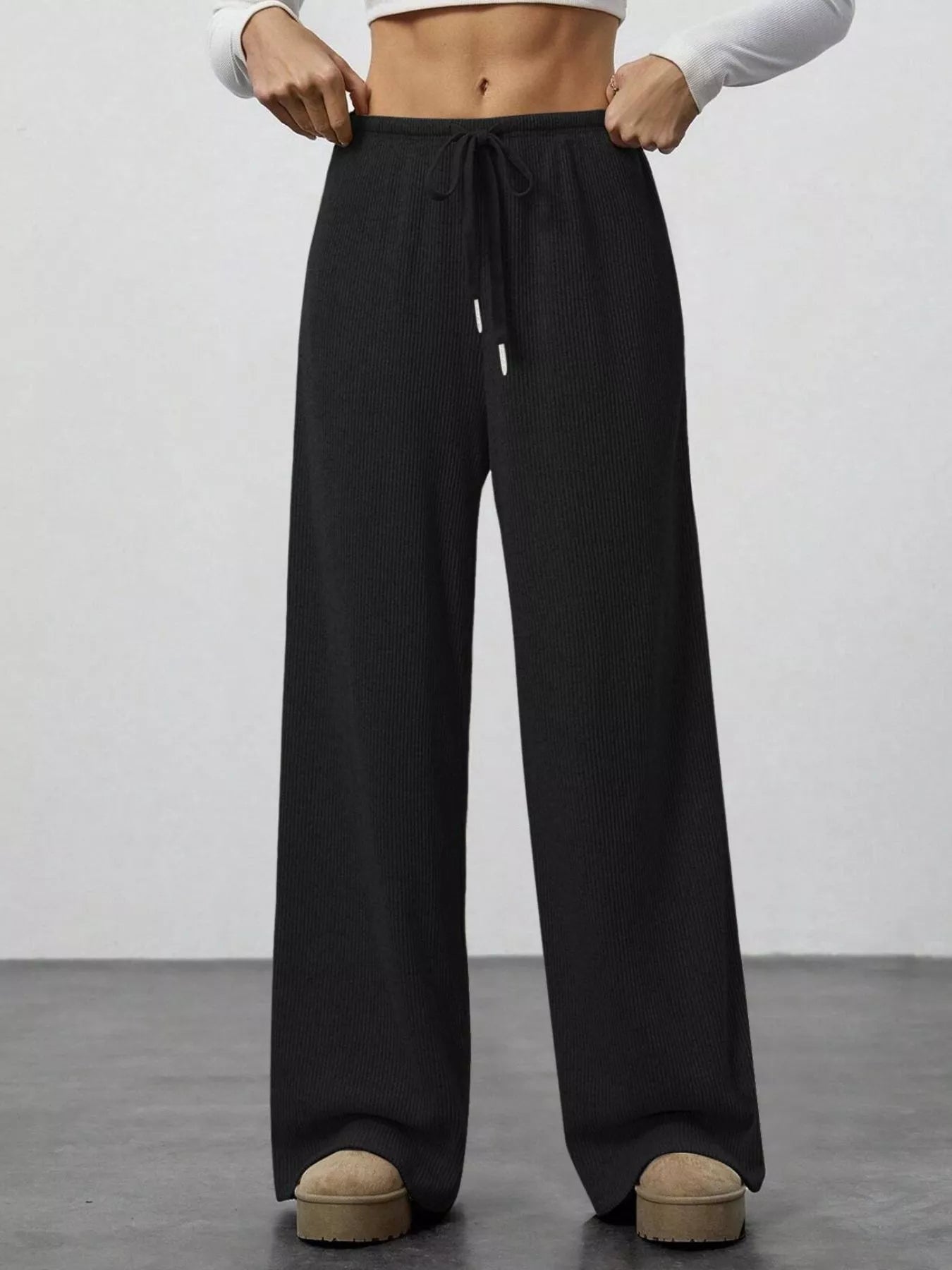Relaxed Fit Wide Leg Pants - MAD RUFFI