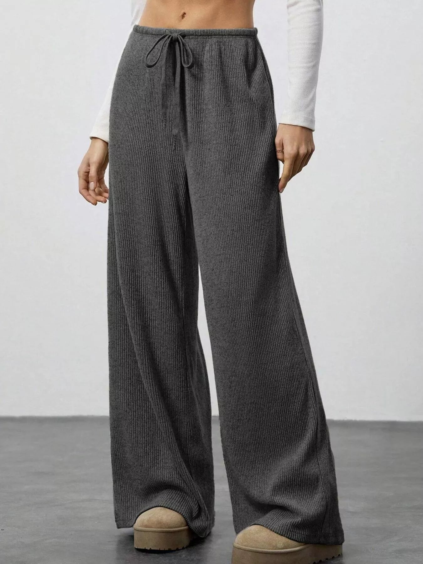 Relaxed Fit Wide Leg Pants - MAD RUFFI