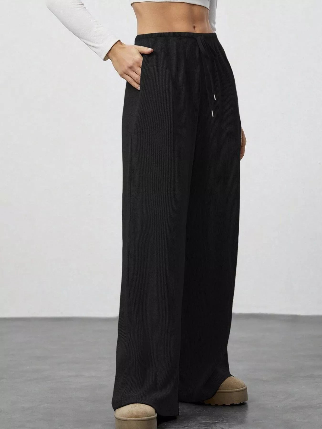 Relaxed Fit Wide Leg Pants - MAD RUFFI