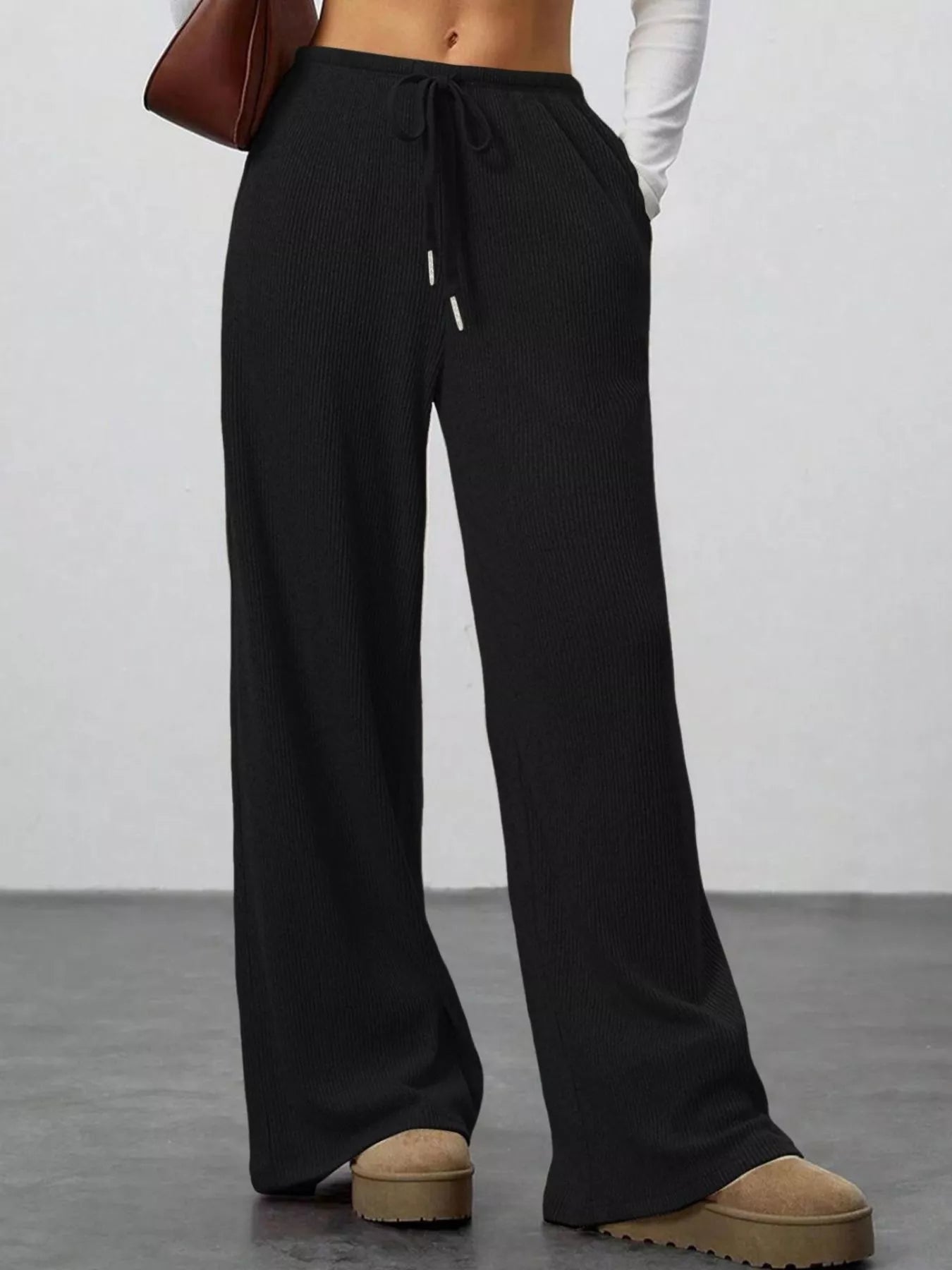 Relaxed Fit Wide Leg Pants - MAD RUFFI
