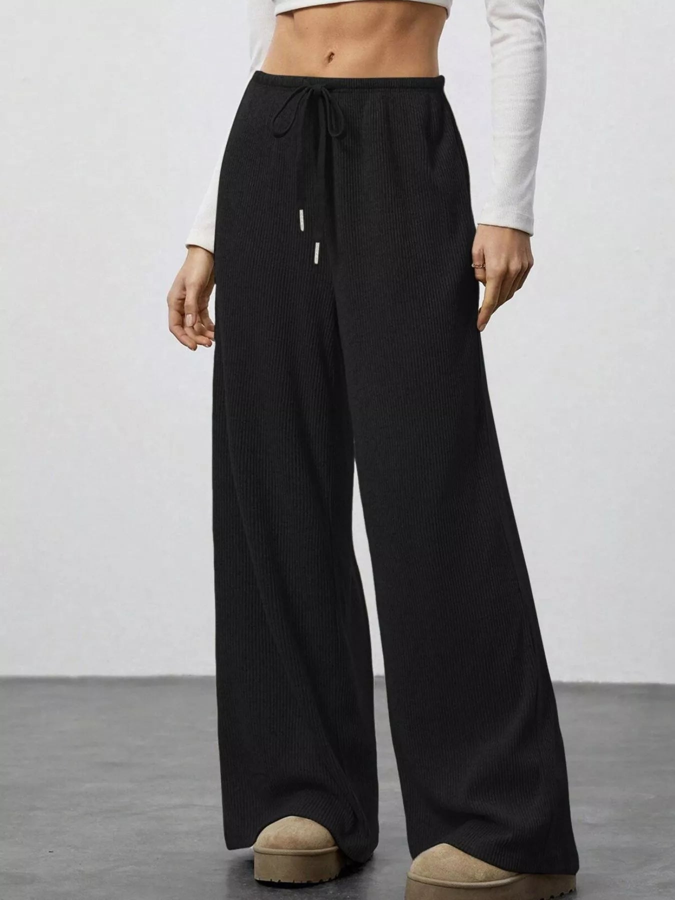Relaxed Fit Wide Leg Pants - MAD RUFFI