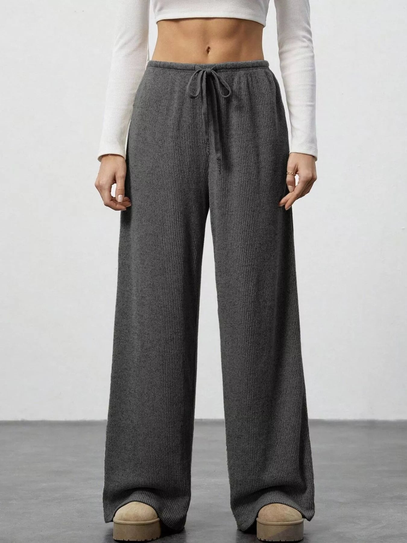 Relaxed Fit Wide Leg Pants - MAD RUFFI