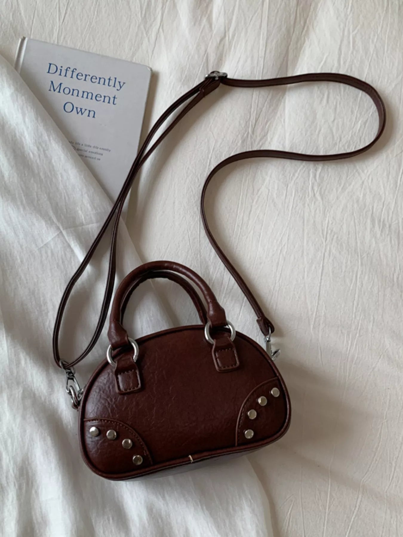 Retro Rivet Decor Crossbody Bag - MAD RUFFI