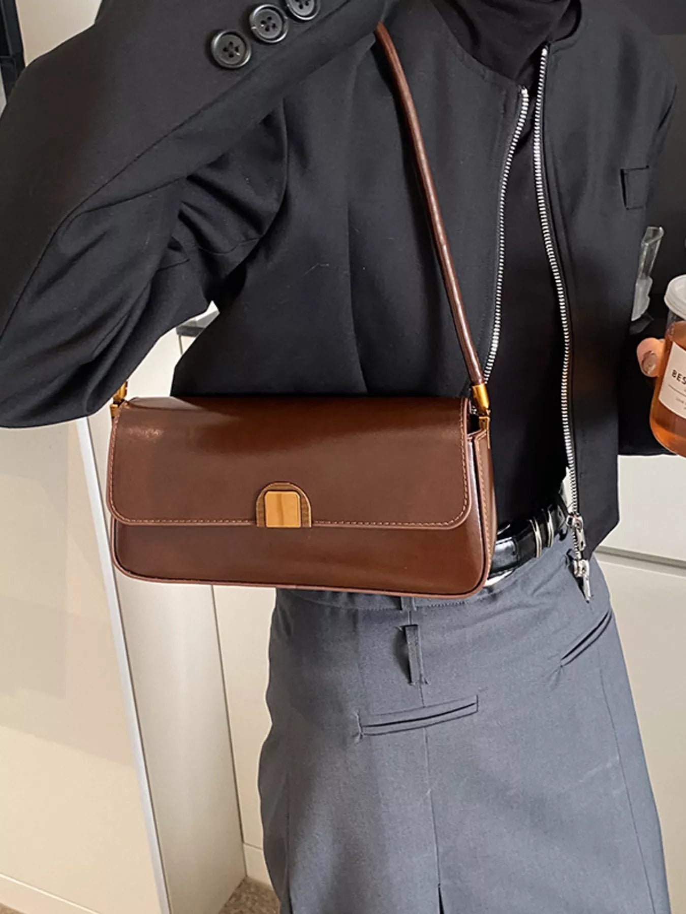 Retro Style Leather Shoulder Bag - MAD RUFFI