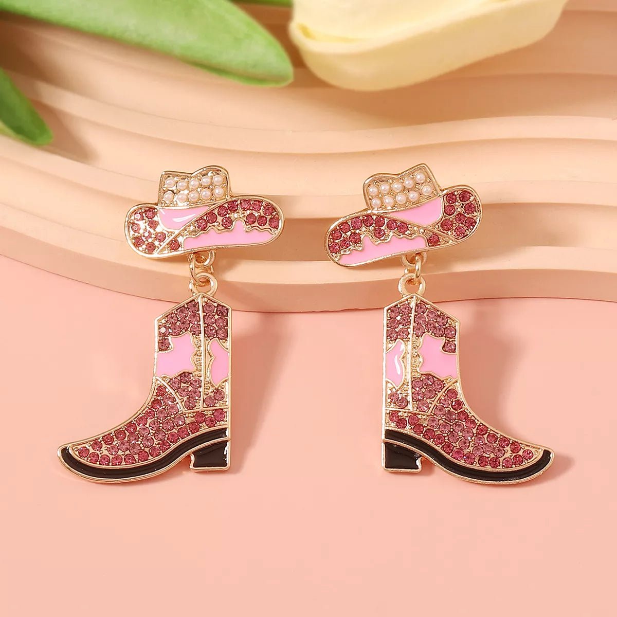 Rhinestone Boot Dangle Earrings - MAD RUFFI