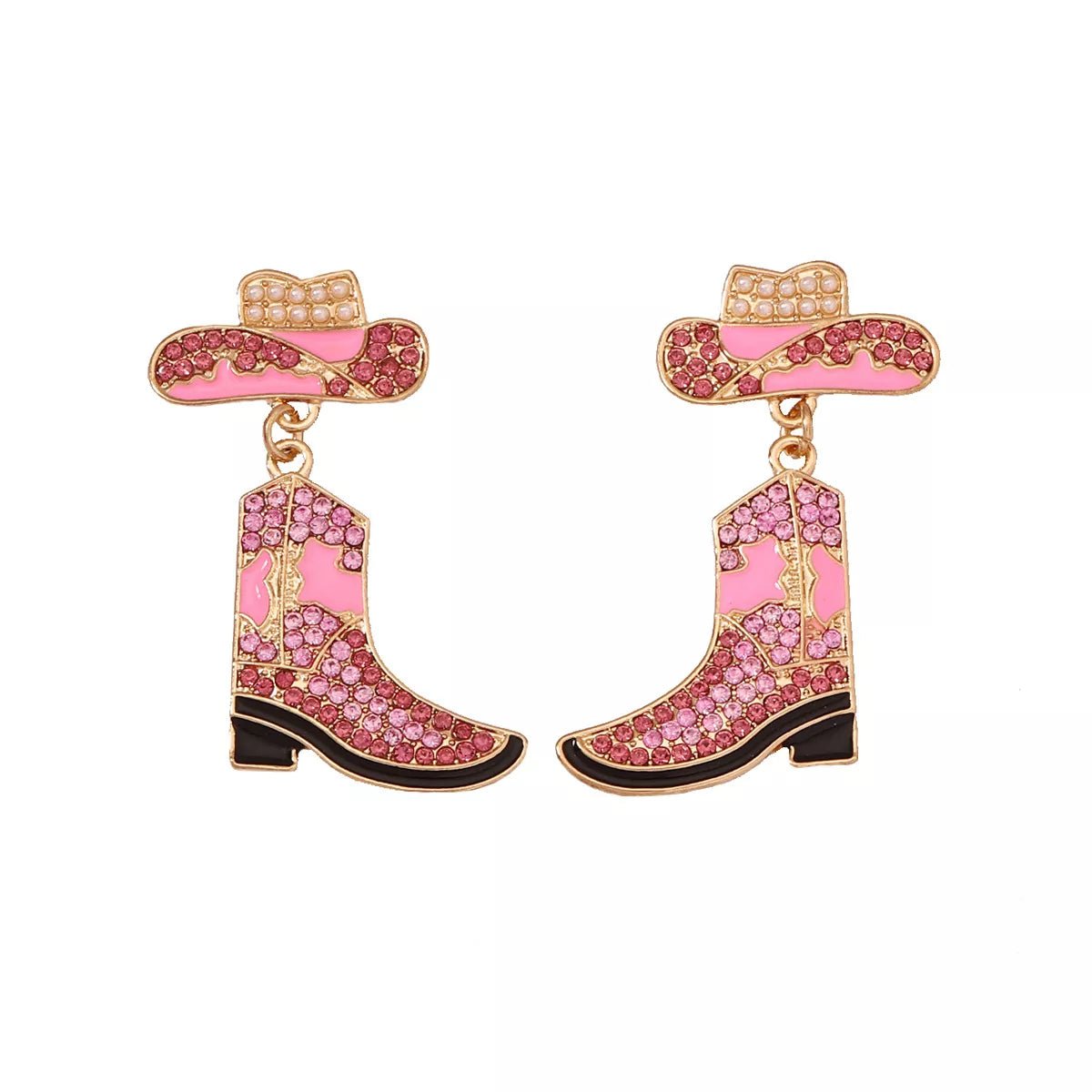 Rhinestone Boot Dangle Earrings - MAD RUFFI