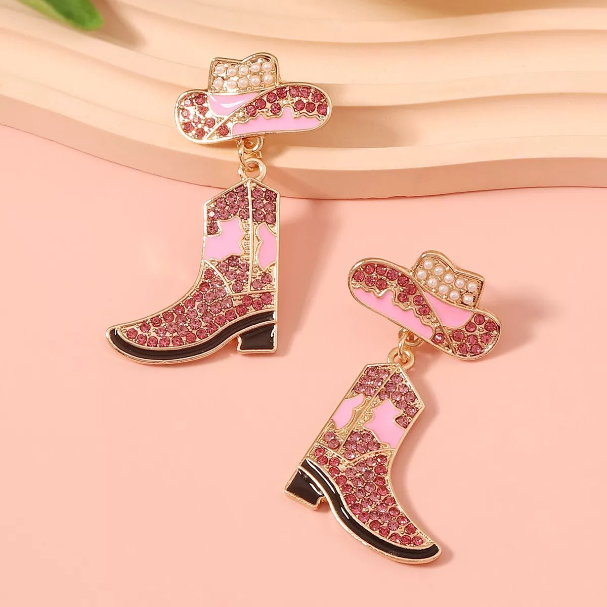 Rhinestone Boot Dangle Earrings - MAD RUFFI