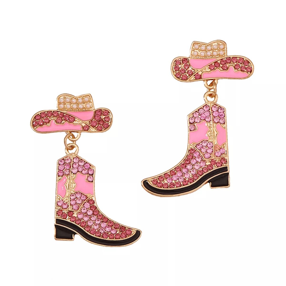 Rhinestone Boot Dangle Earrings - MAD RUFFI