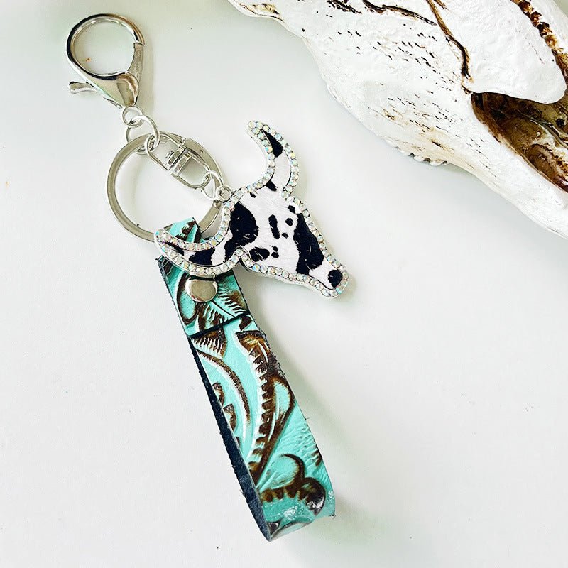 Rhinestone Bull Keychain - MAD RUFFI