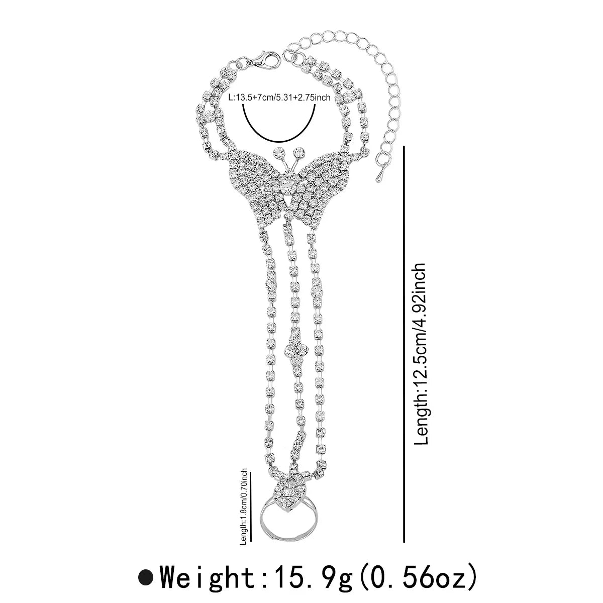 Rhinestone Butterfly Hand Chain Bracelet - MAD RUFFI