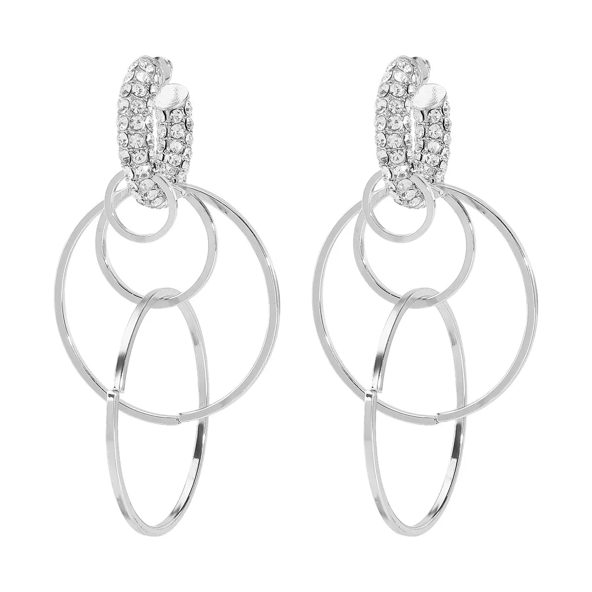 Rhinestone Hoop Dangle Earrings - MAD RUFFI