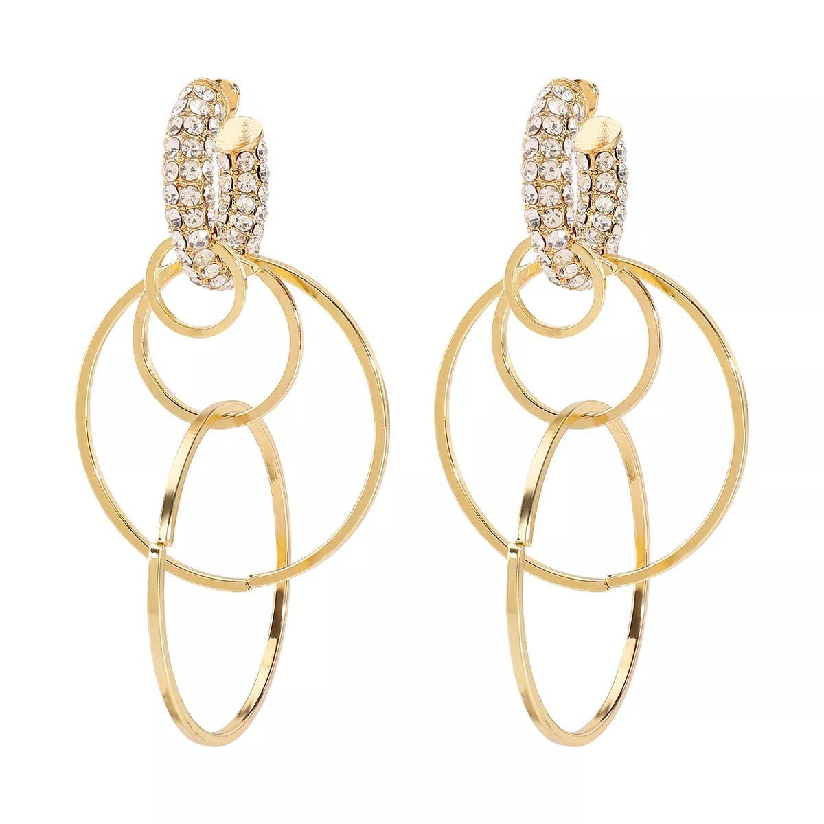 Rhinestone Hoop Dangle Earrings - MAD RUFFI