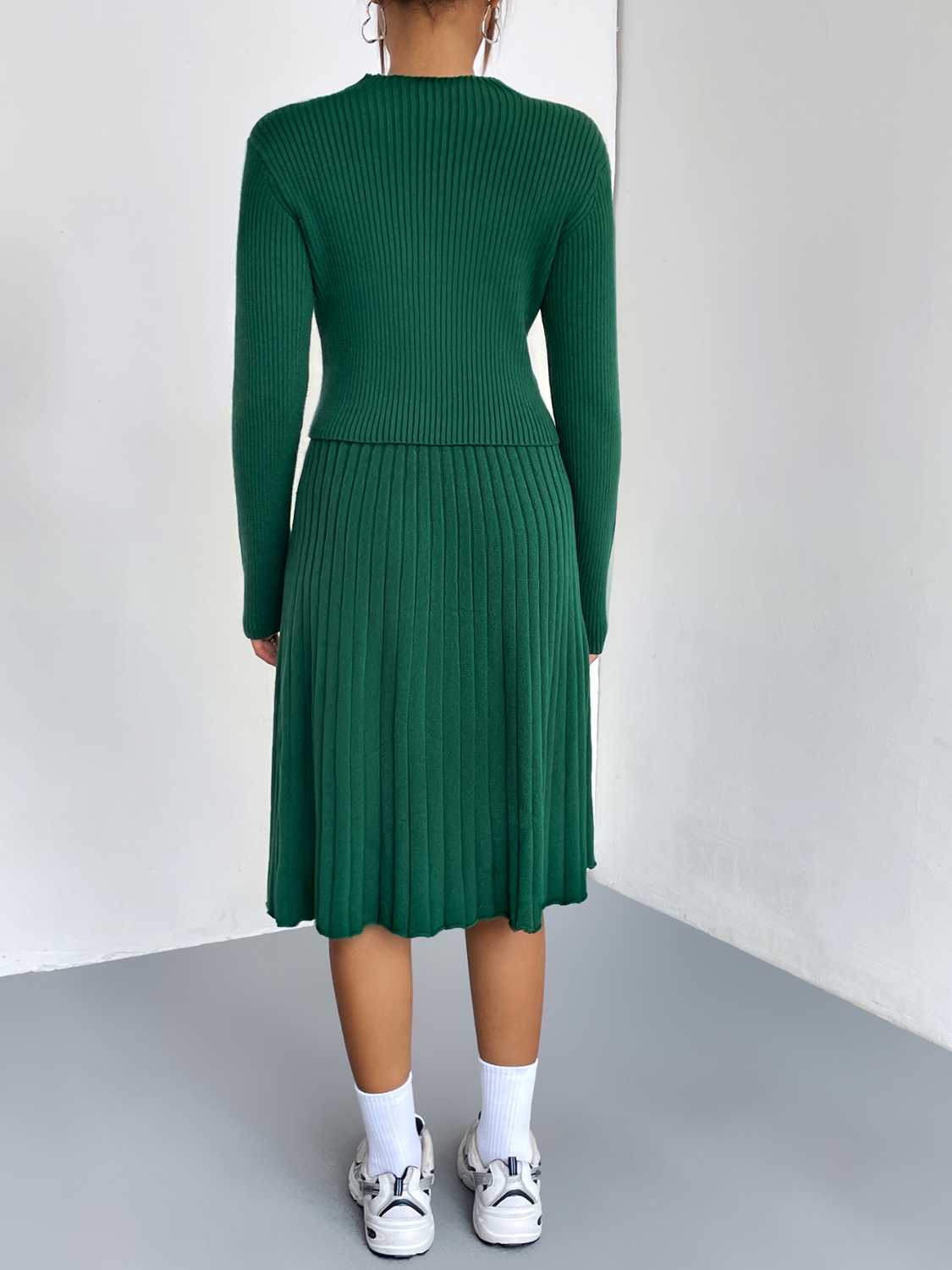 Rib - Knit Sweater and Skirt Set - MAD RUFFI