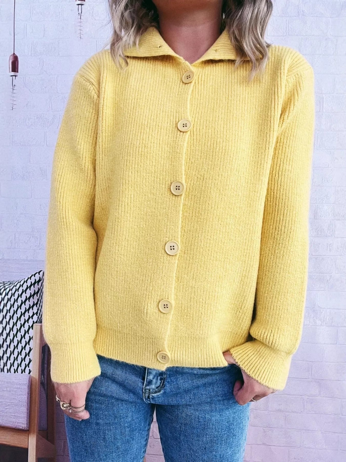 Ribbed Button - Up Cardigan - MAD RUFFI