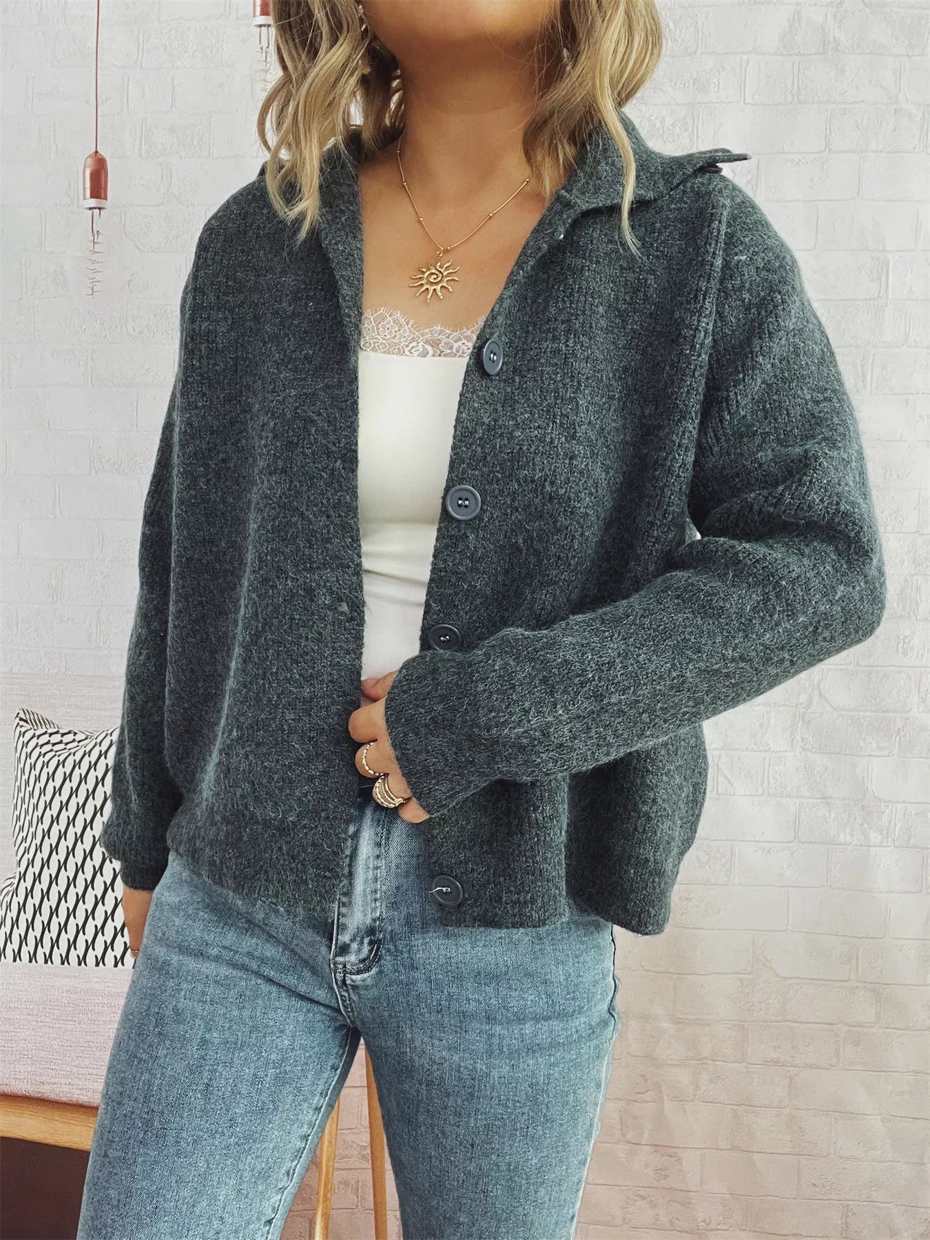 Ribbed Button - Up Cardigan - MAD RUFFI