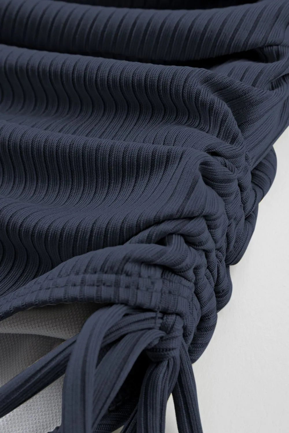 Ribbed Drawstring Sides Cutout One Piece Swimsuit - MAD RUFFI