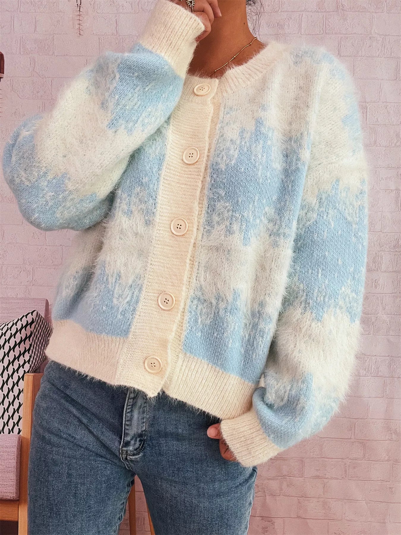 Ribbed Hem Button Up Cardigan - MAD RUFFI