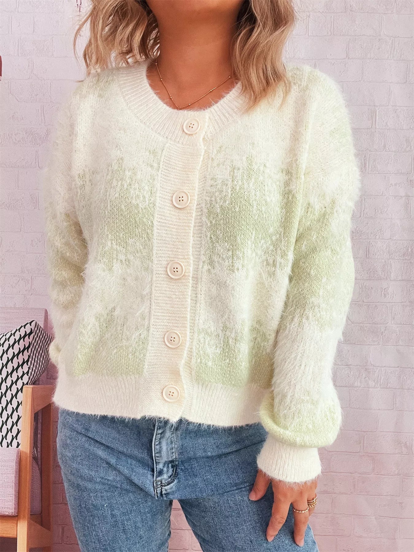 Ribbed Hem Button Up Cardigan - MAD RUFFI