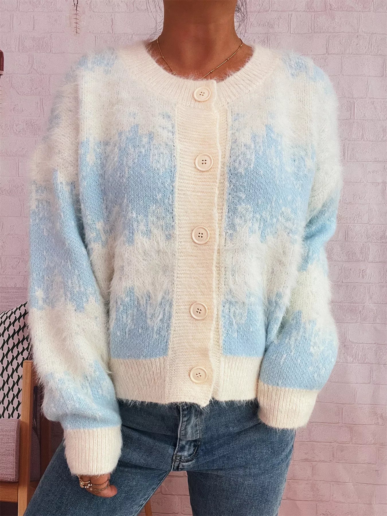 Ribbed Hem Button Up Cardigan - MAD RUFFI