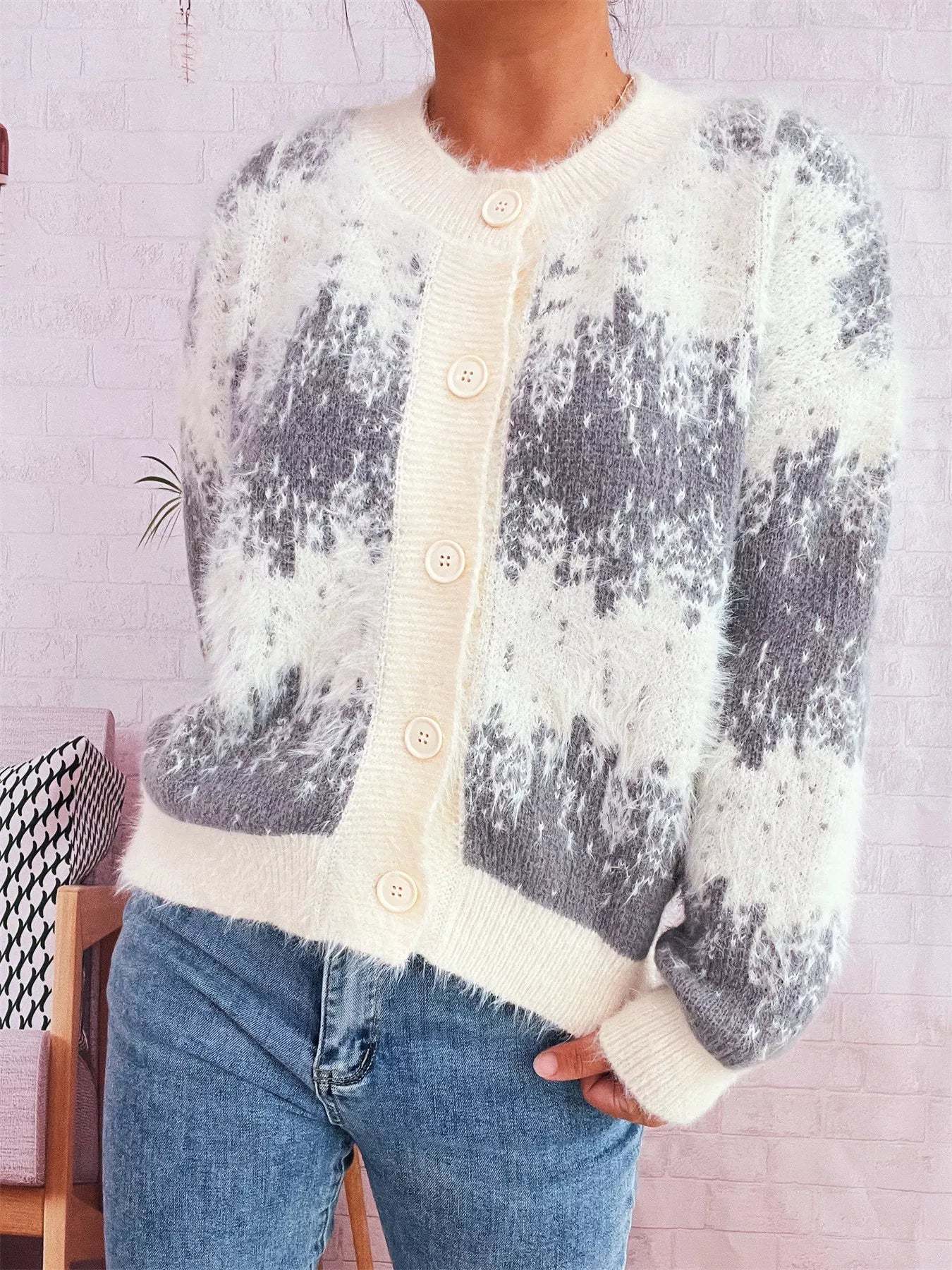 Ribbed Hem Button Up Cardigan - MAD RUFFI