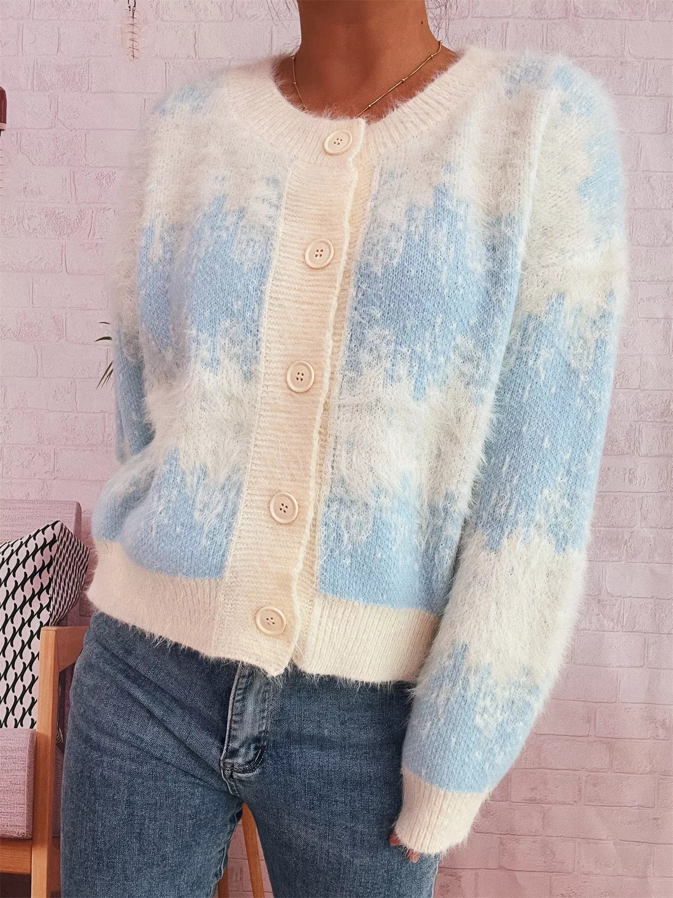 Ribbed Hem Button Up Cardigan - MAD RUFFI