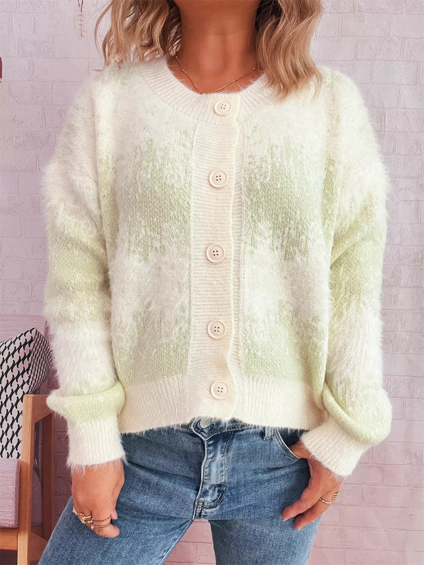 Ribbed Hem Button Up Cardigan - MAD RUFFI