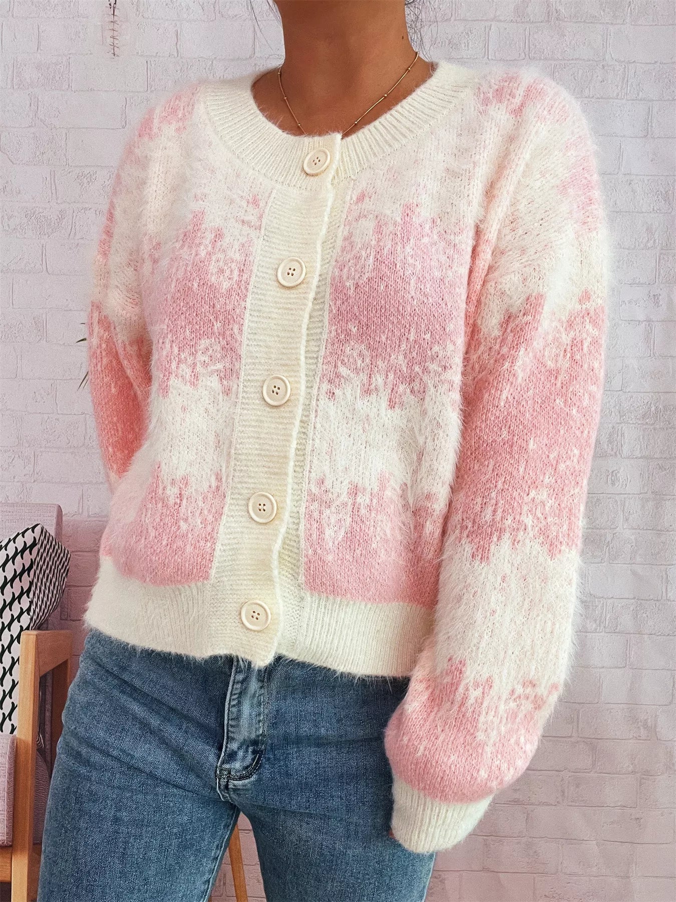 Ribbed Hem Button Up Cardigan - MAD RUFFI