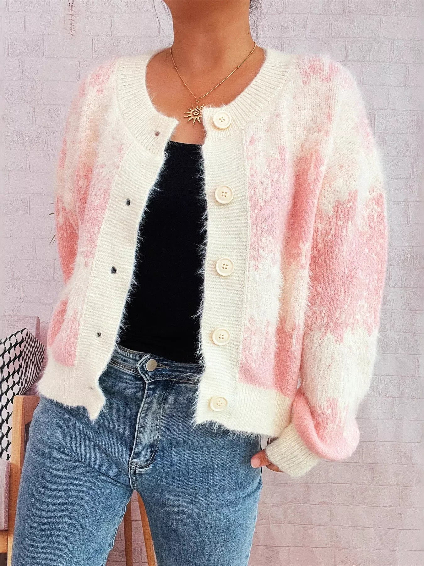 Ribbed Hem Button Up Cardigan - MAD RUFFI