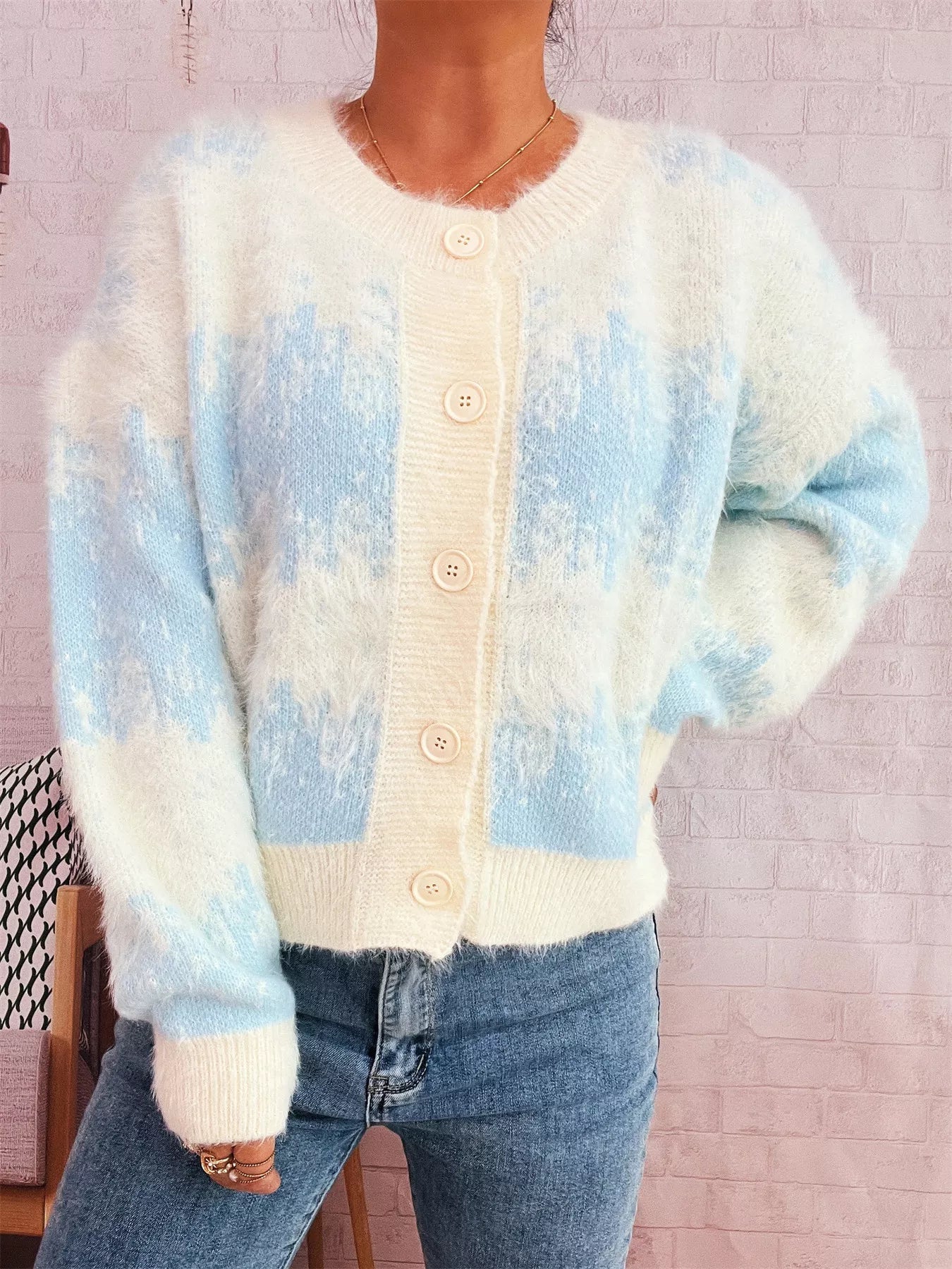 Ribbed Hem Button Up Cardigan - MAD RUFFI