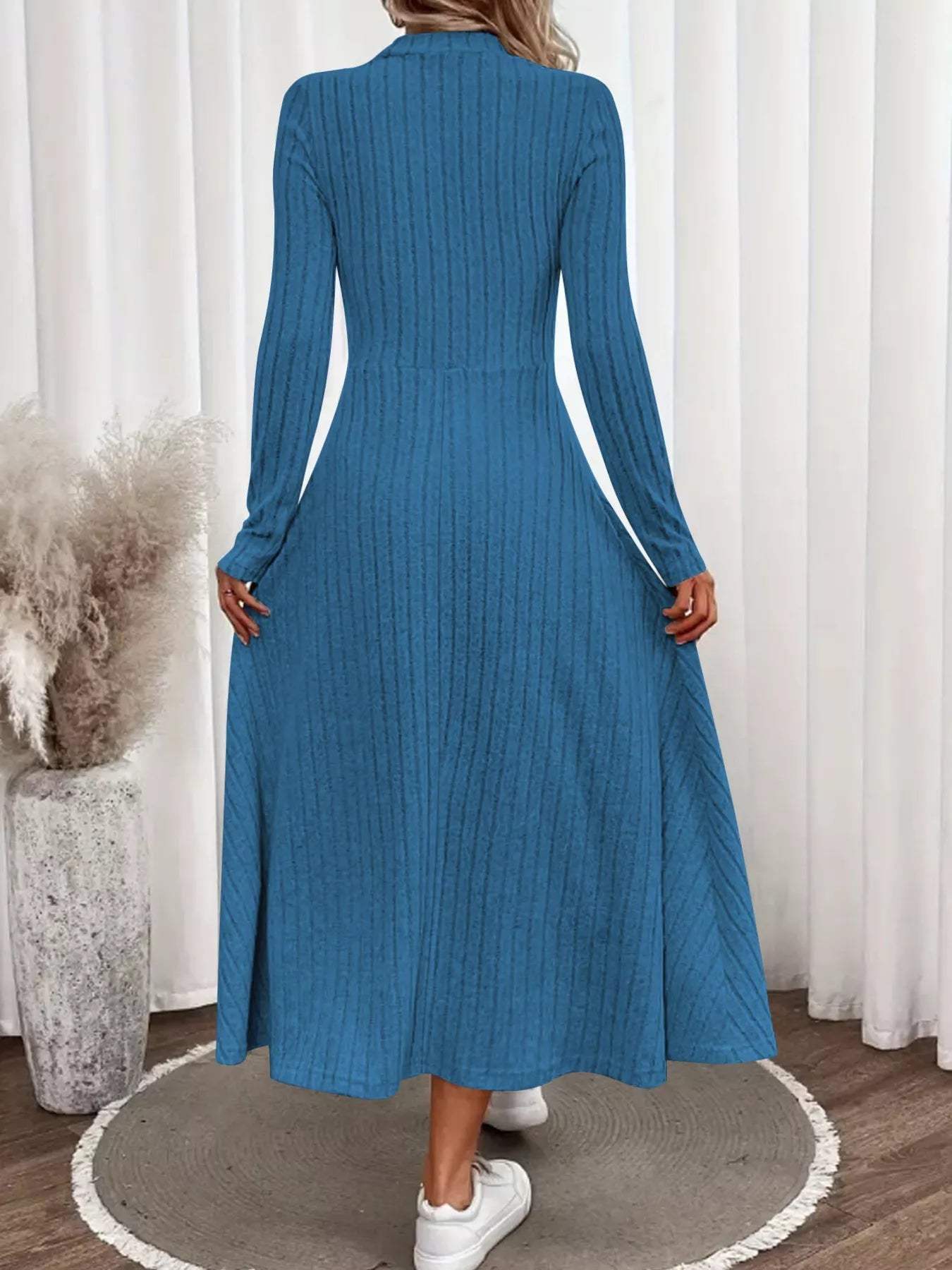 Ribbed Knit A - Line Midi Dress - MAD RUFFI