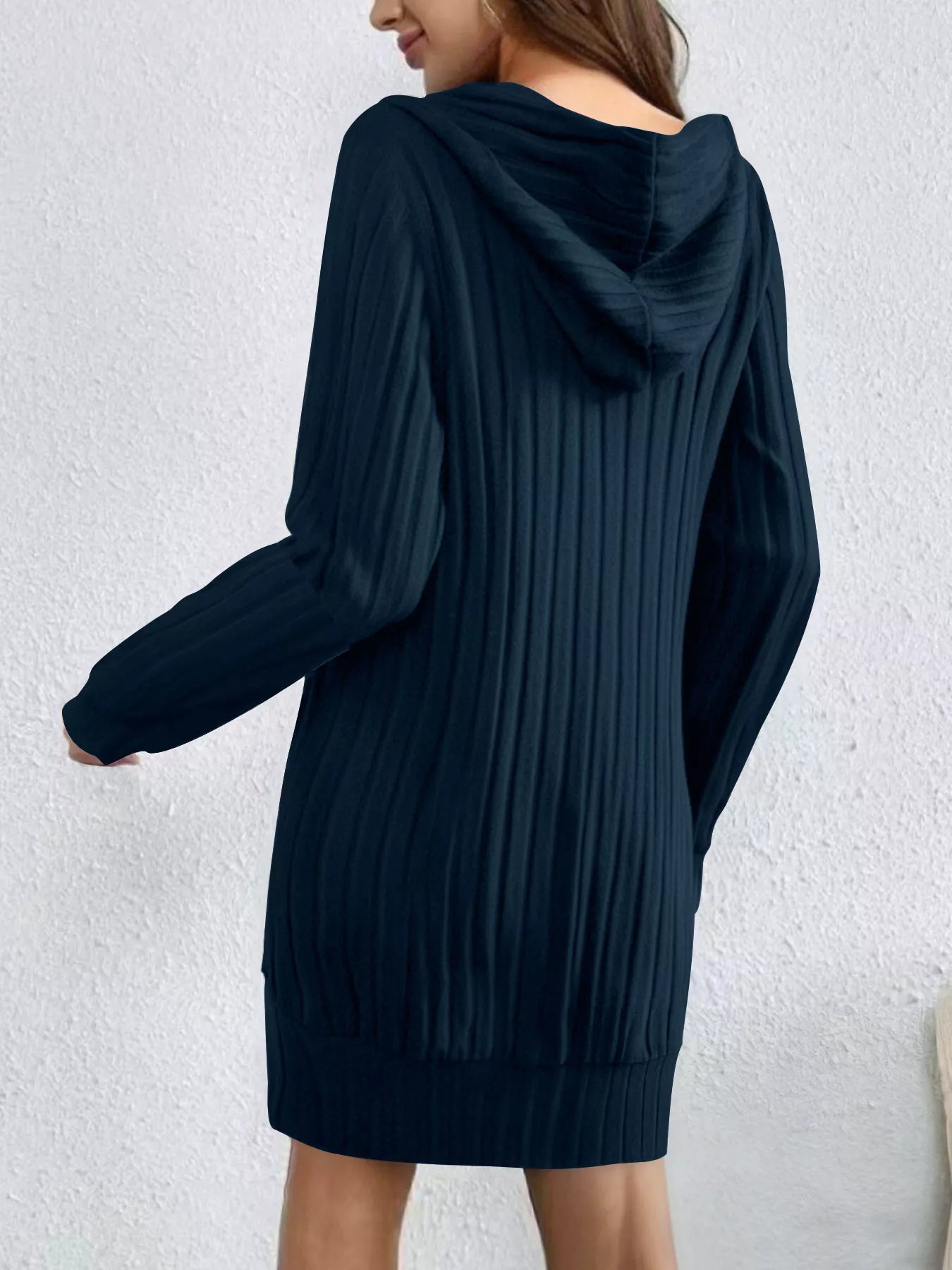 Ribbed Knit Hoodie Dress - MAD RUFFI