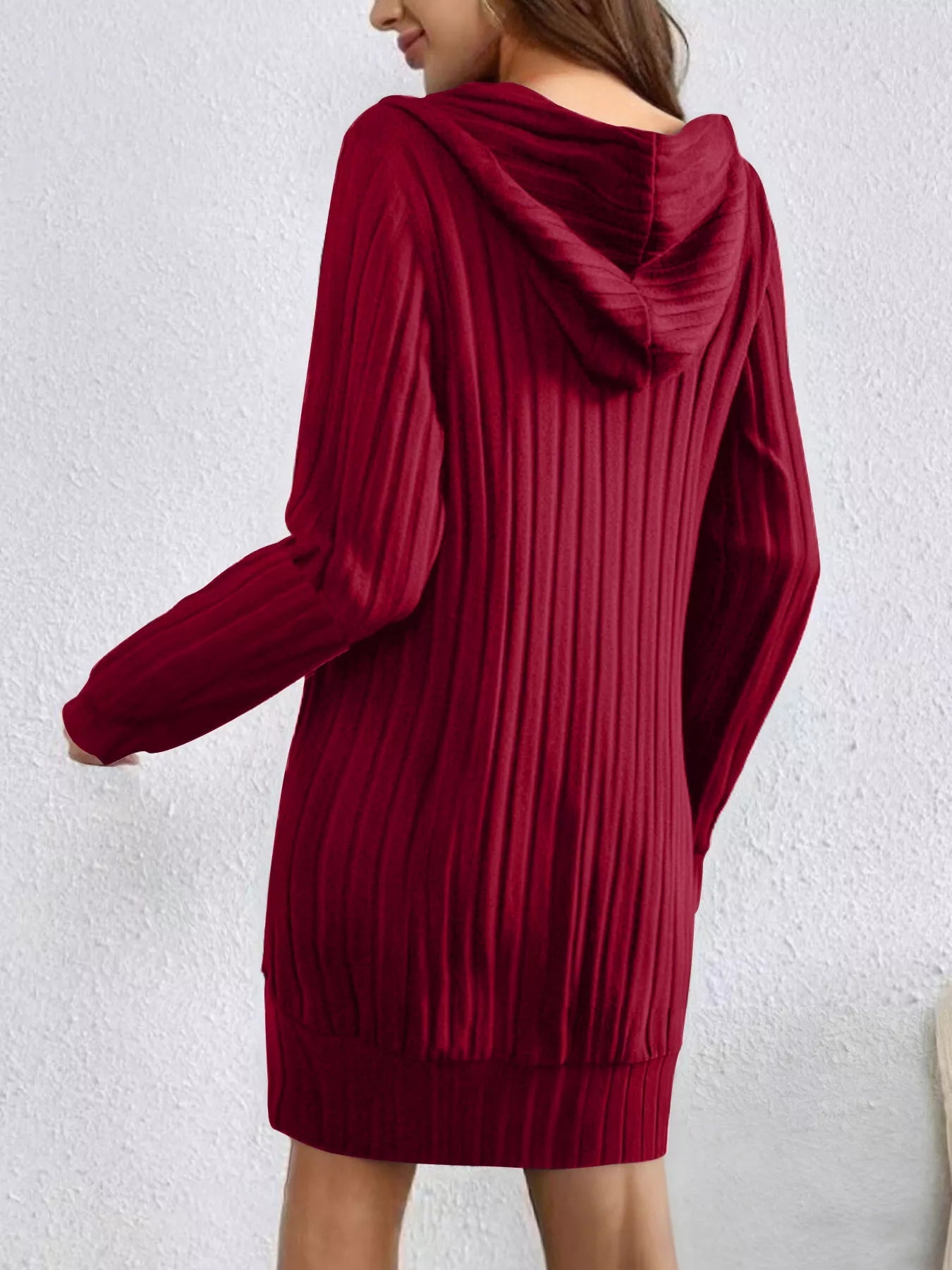 Ribbed Knit Hoodie Dress - MAD RUFFI
