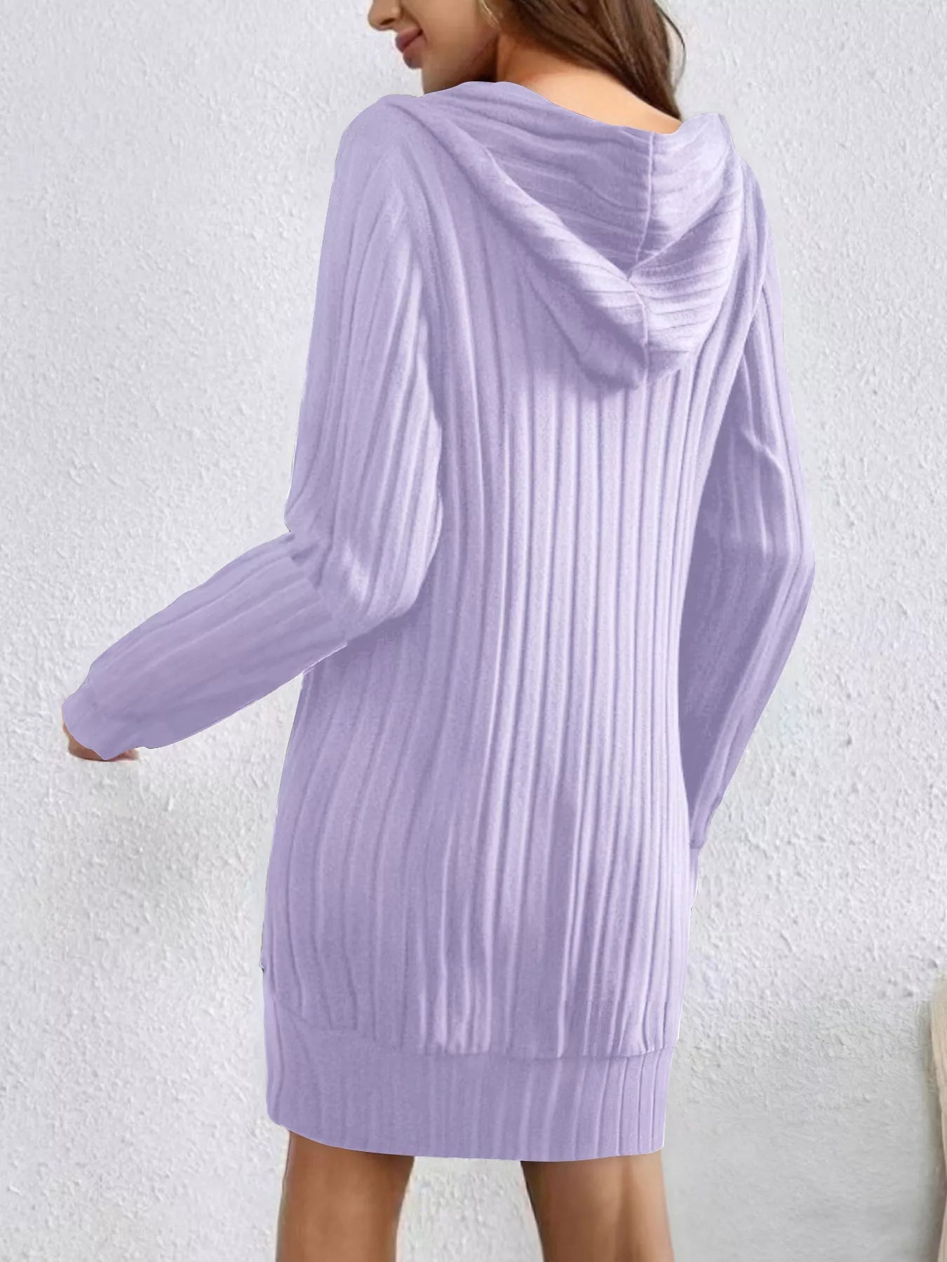 Ribbed Knit Hoodie Dress - MAD RUFFI