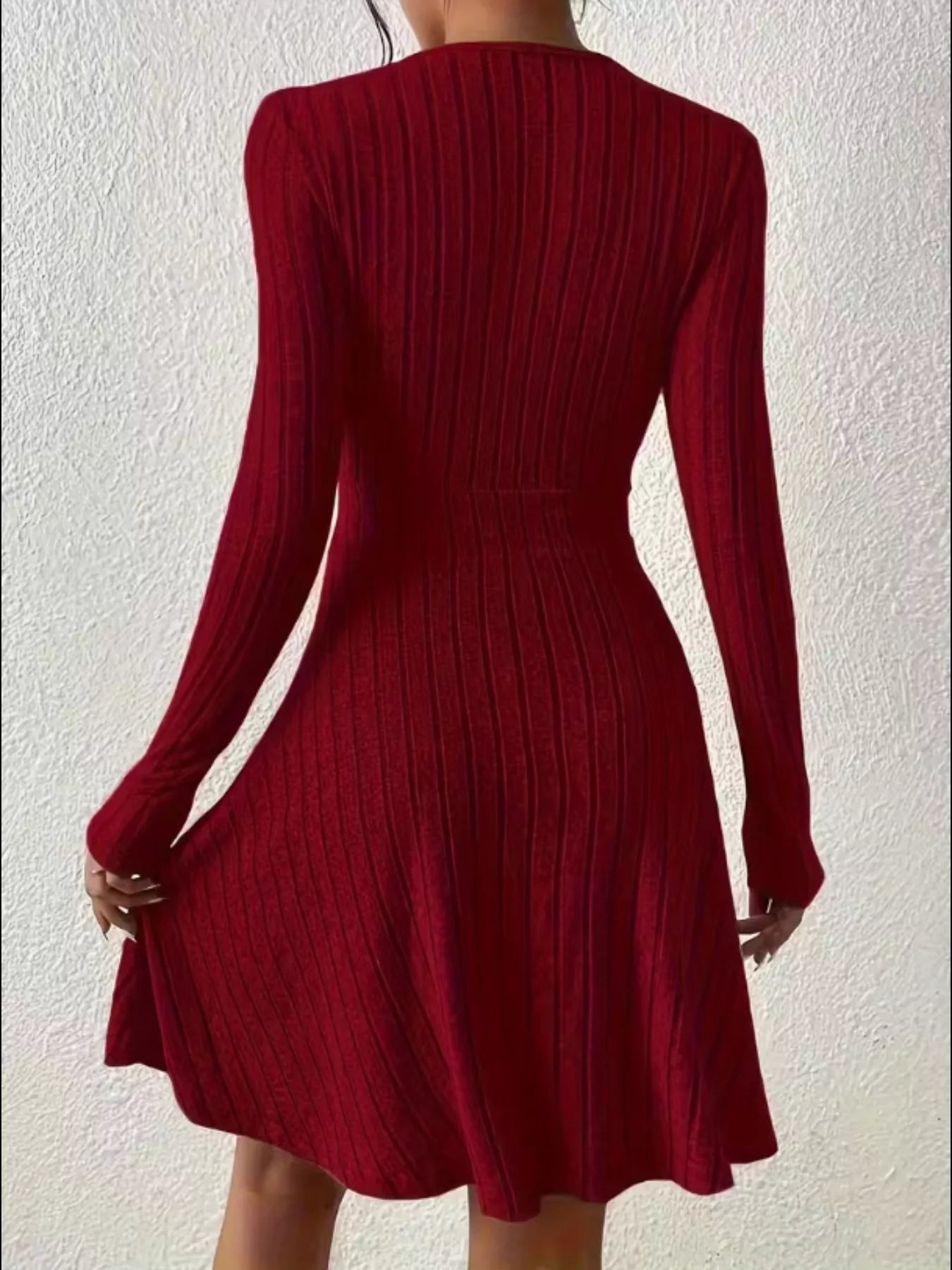 Ribbed Knit Wrap Mini Dress - MAD RUFFI