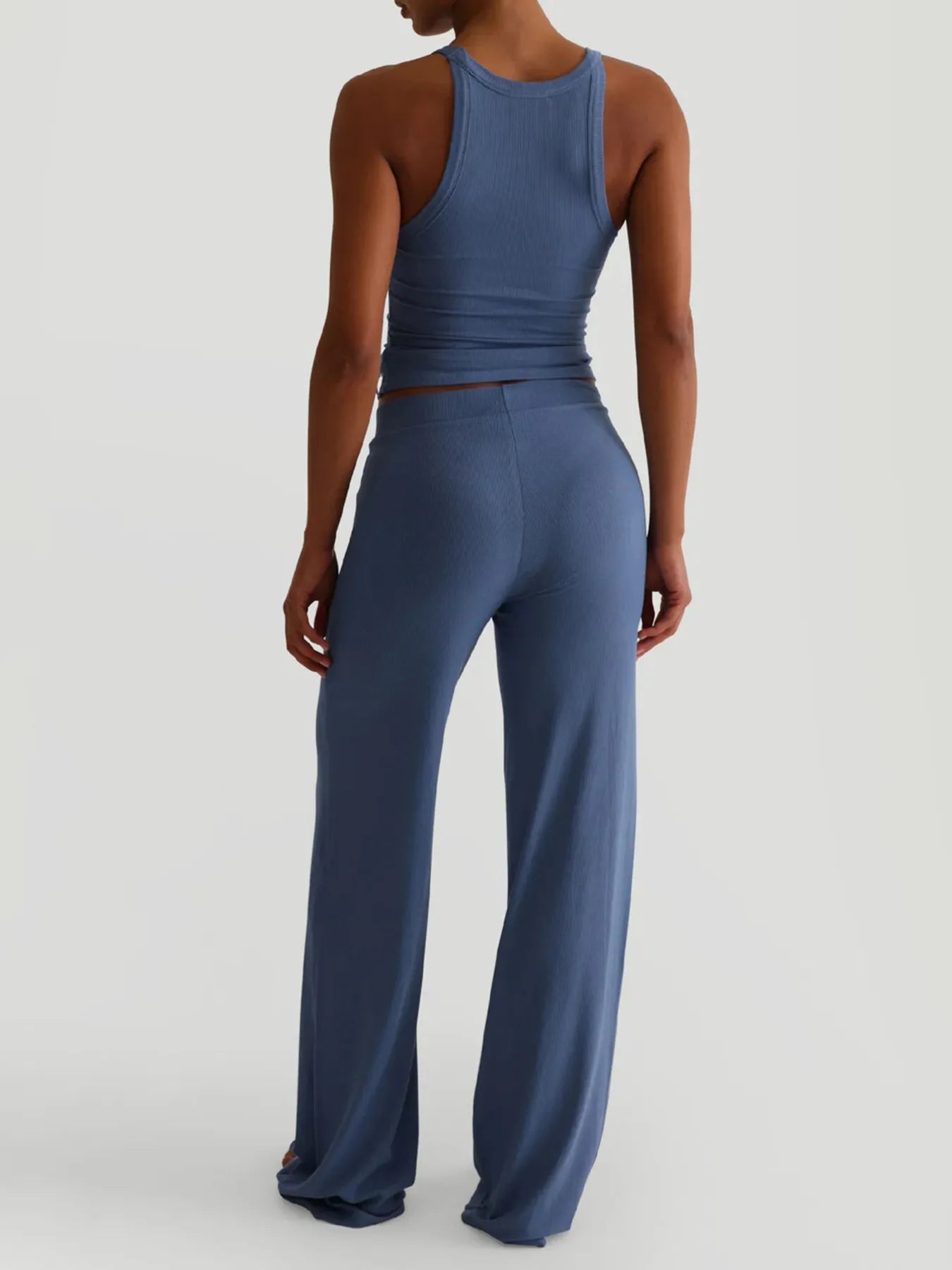 Ribbed Tank and High - Waisted Pants Active Set - MAD RUFFI