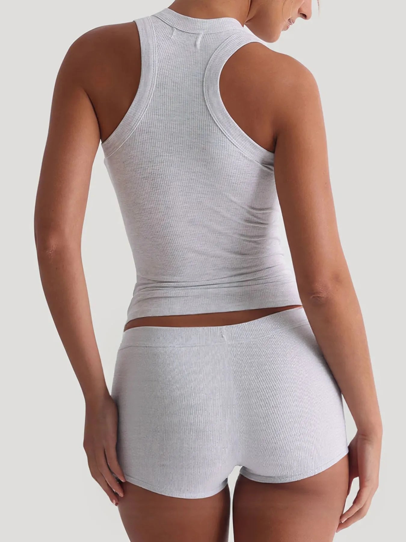 Ribbed Tank Top and Shorts Active Set - MAD RUFFI