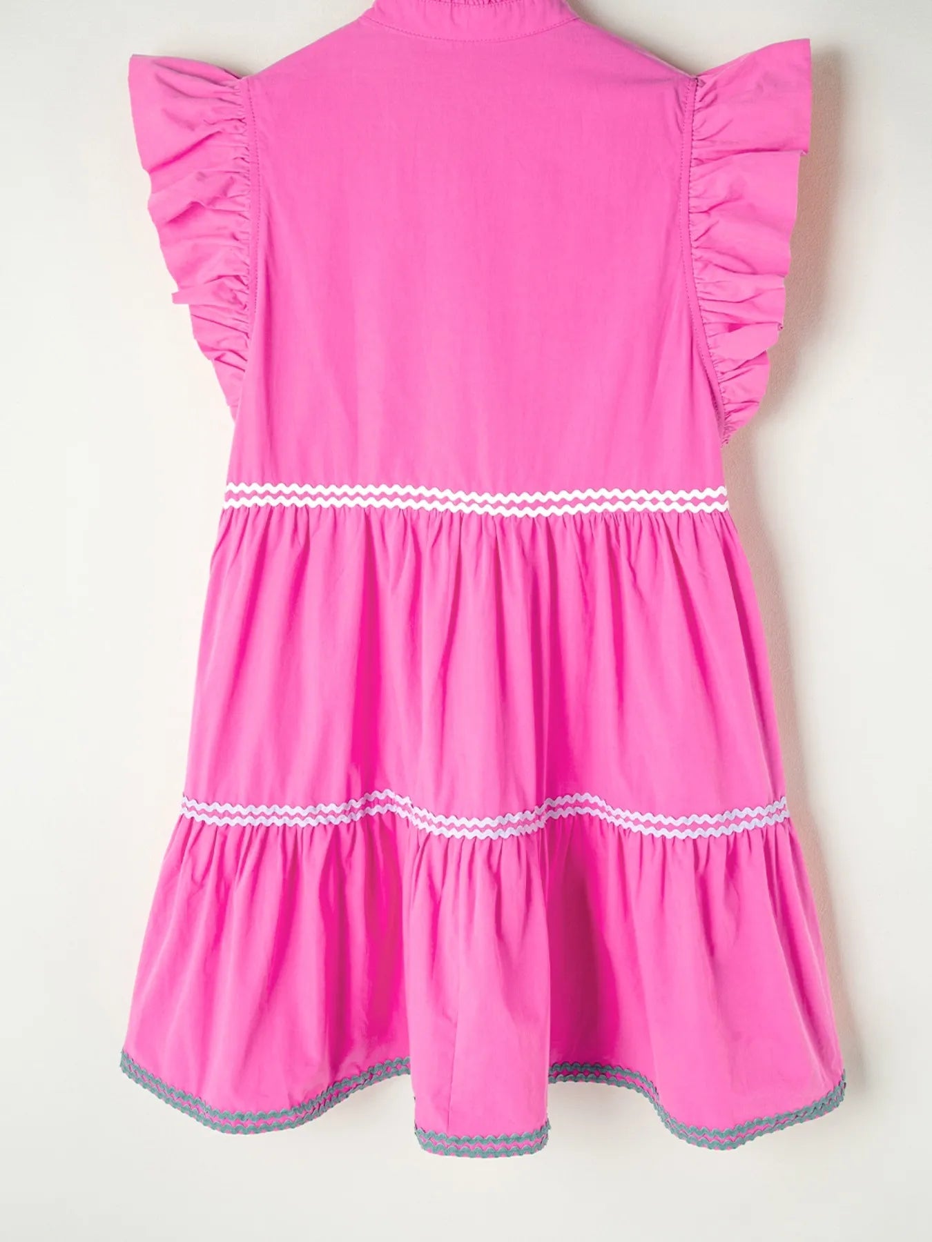 Ric Rac Colorblock Flutter Sleeve Tiered Dress - MAD RUFFI