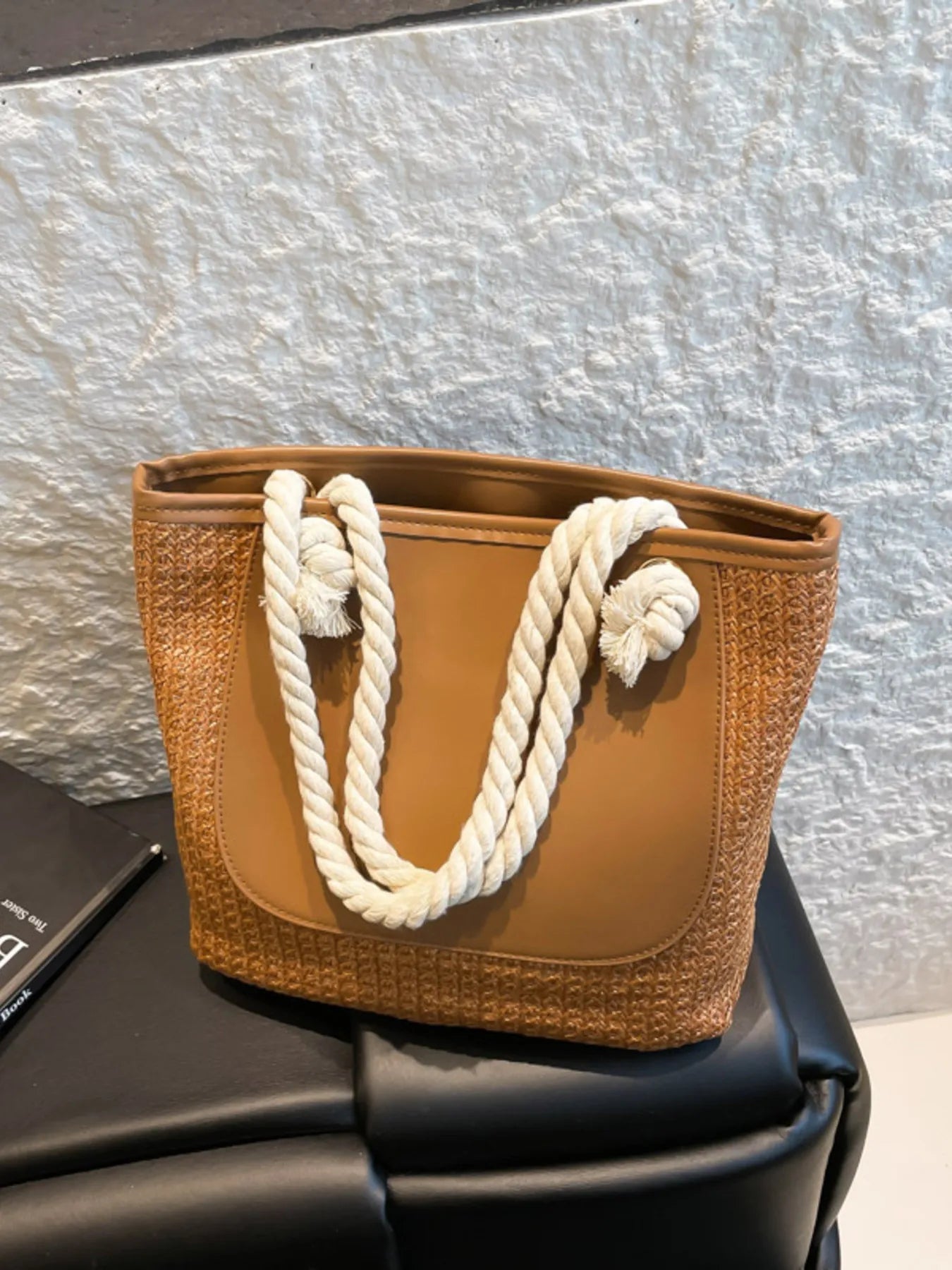 Rope Handle Straw Tote Bag - MAD RUFFI