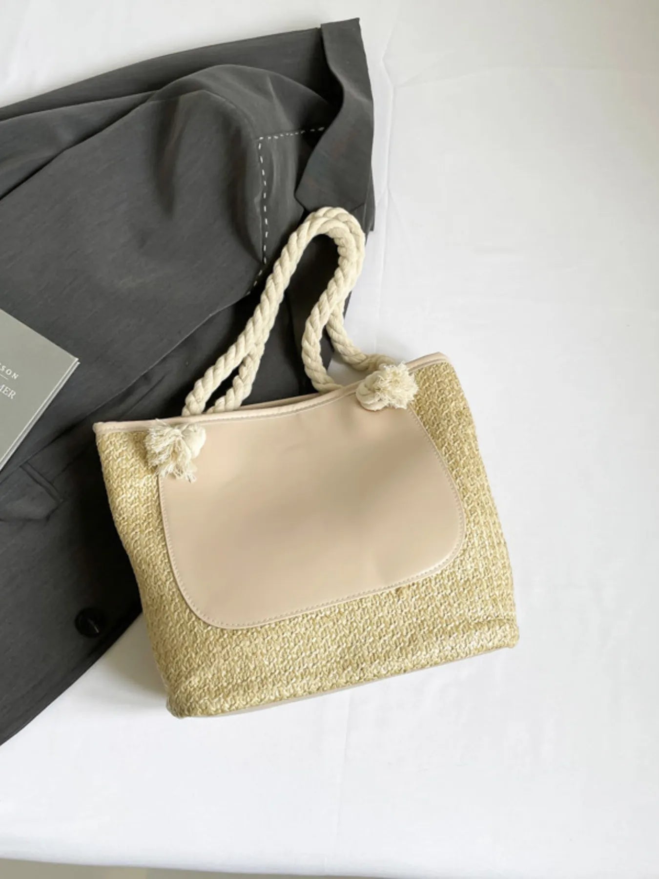 Rope Handle Straw Tote Bag - MAD RUFFI