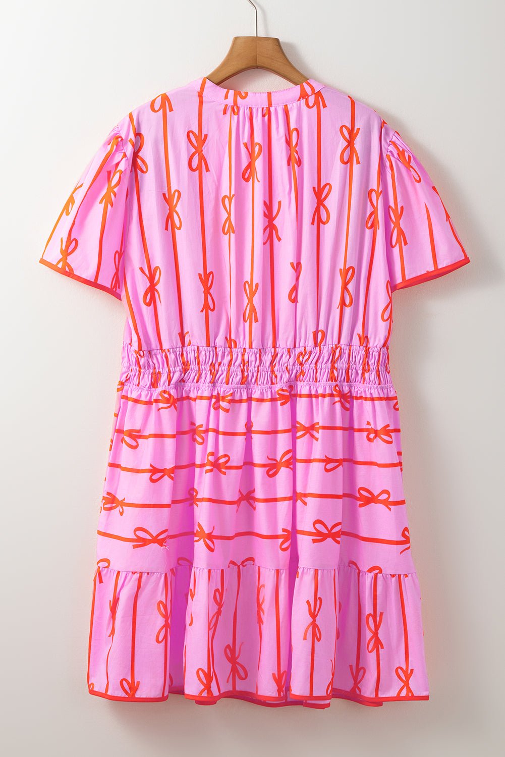 Rose Bow Clinched Waist Ruffled Plus Size Dress - MAD RUFFI