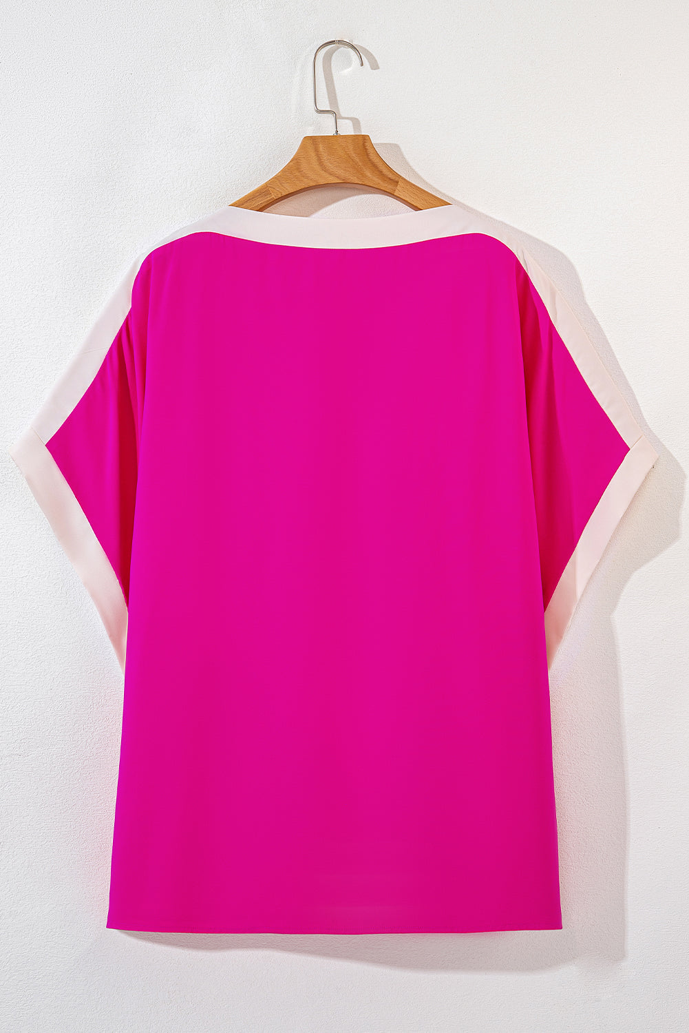 Rose Color Block Boat Neck Tunic Blouse - MAD RUFFI